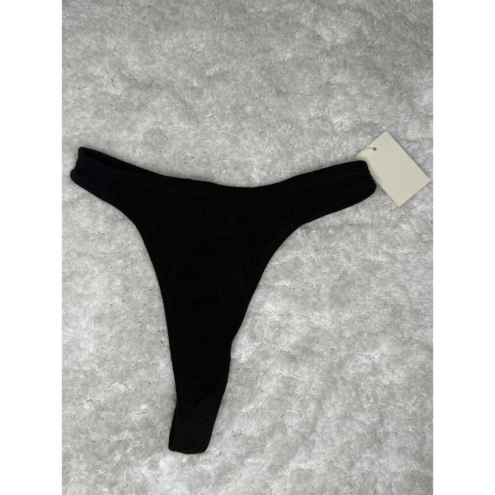 Partners Intimates Black Cotton Thong Panty Size 5 Small NWT Classic
